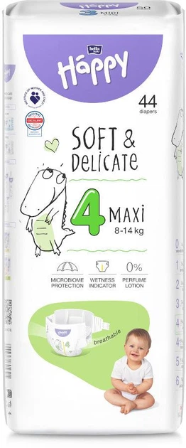 Підгузки дитячі одноразові HAPPY BELLA BABY maxi.(вага 8-14 кг, 44 шт)
